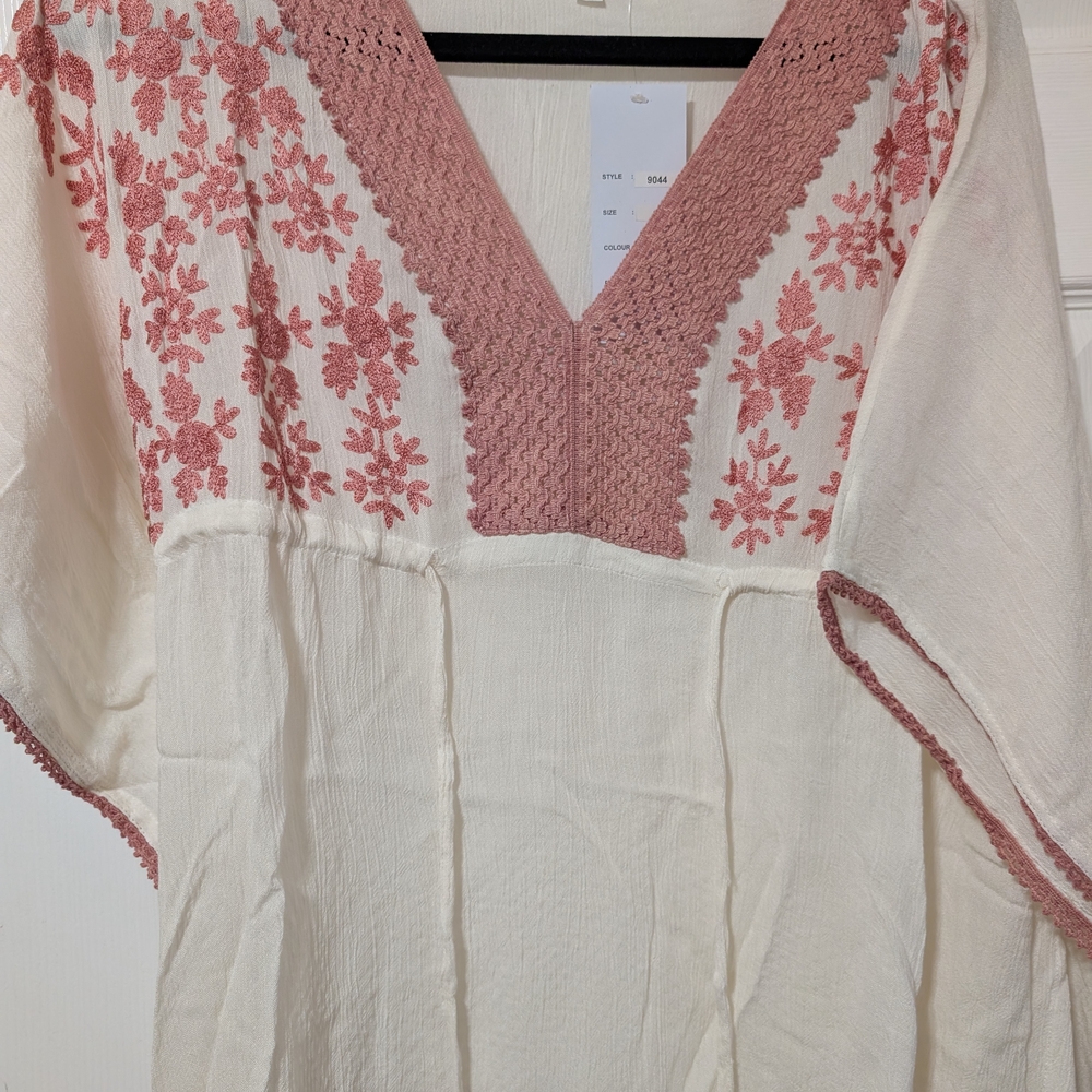 Cream Embellished Flutter Sleeve Blouse